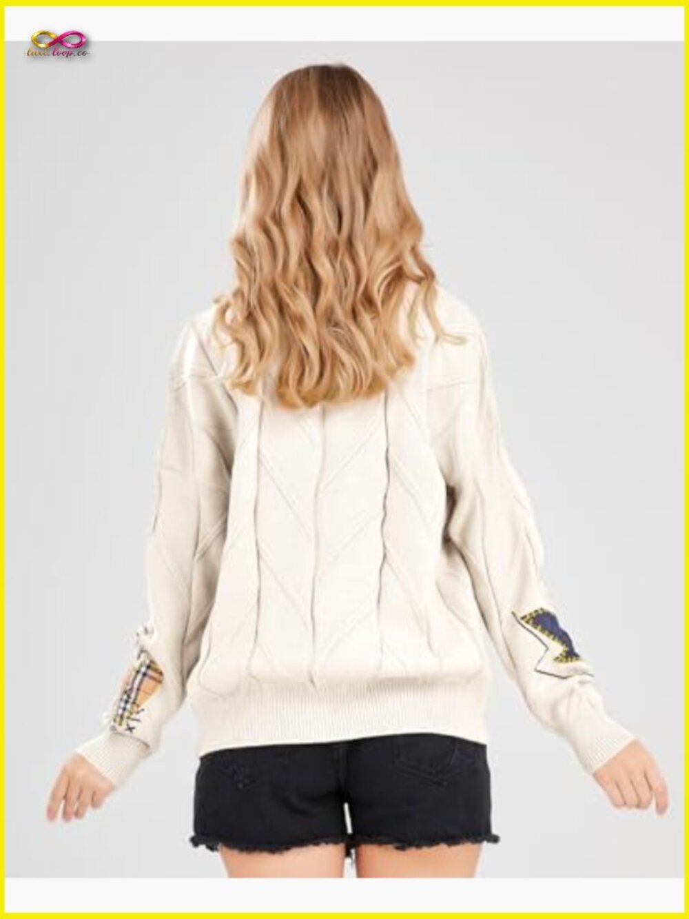 Cable Knit Cardigan Sweater Open Front V-Neck Embroidery Button Down Wool Blend - Picture 3 of 7